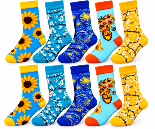 EcoSocks Art Socks Mixed Arts – 10 Pairs of Colorful Socks – Unisex Size 35-42 – Cotton Socks – Funny Socks – Gift Set – Colorful Socks