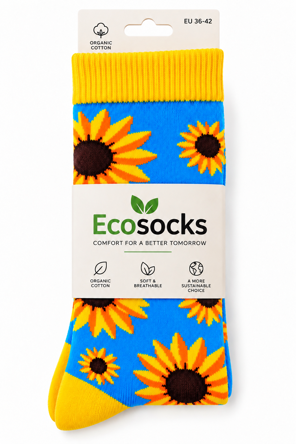 Chaussettes artistiques – Tournesols – Coton biologique – Ecosocks