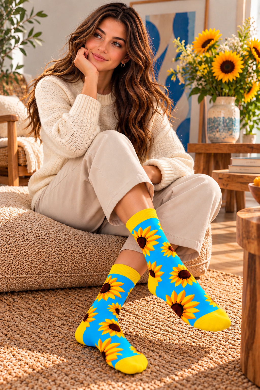 Chaussettes artistiques – Tournesols – Coton biologique – Ecosocks