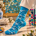 Chaussettes artistiques – Amandiers en fleurs bleues – Coton biologique – Ecosocks