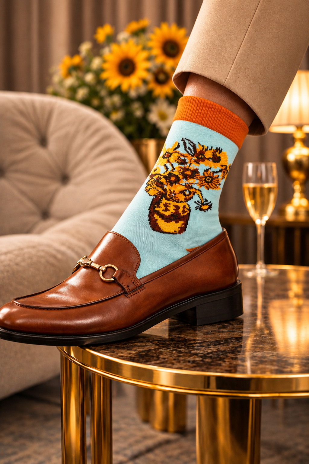 Chaussettes artistiques – Vase de tournesols – Coton biologique – Ecosocks